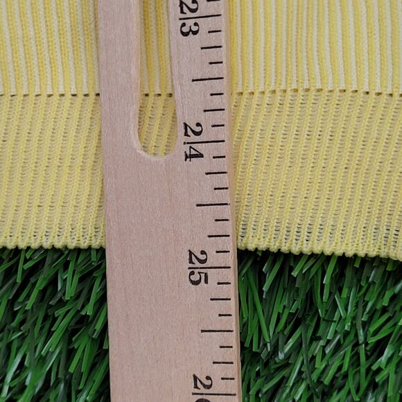 Vintage 80s MOD Pullover Sweater XS/S 15x25 Yellow Ribbed - Picture 9 of 9